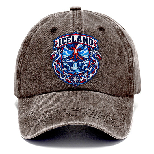Iceland Retro Badge Country Logos Classic Cap – Brown