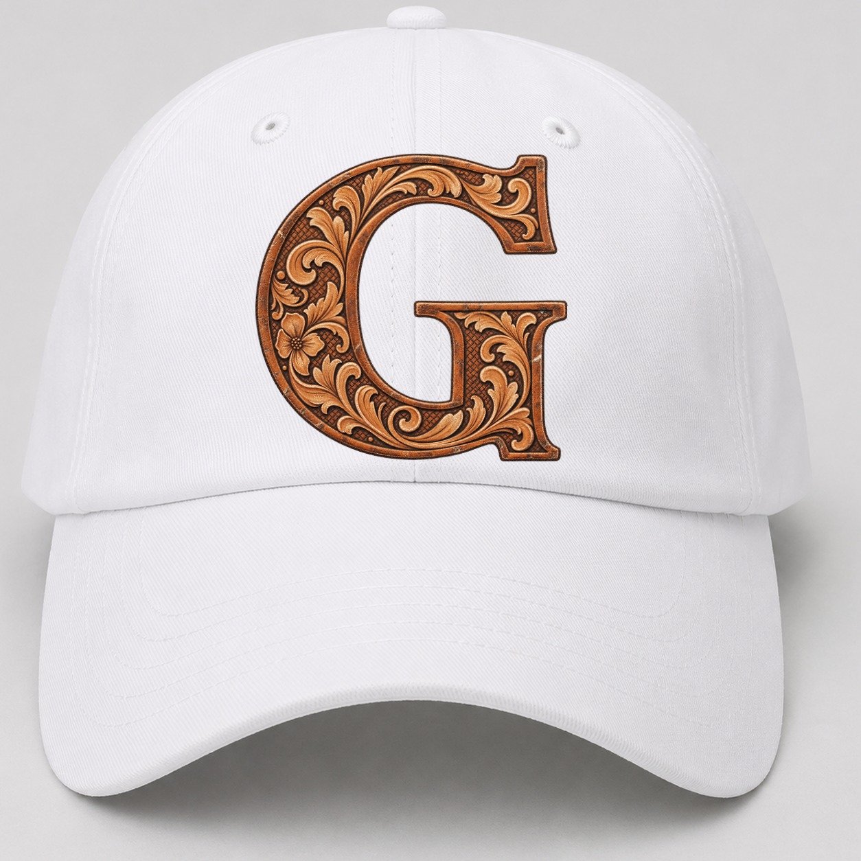 Tooled Leather G Monogram Baseball Cap – White