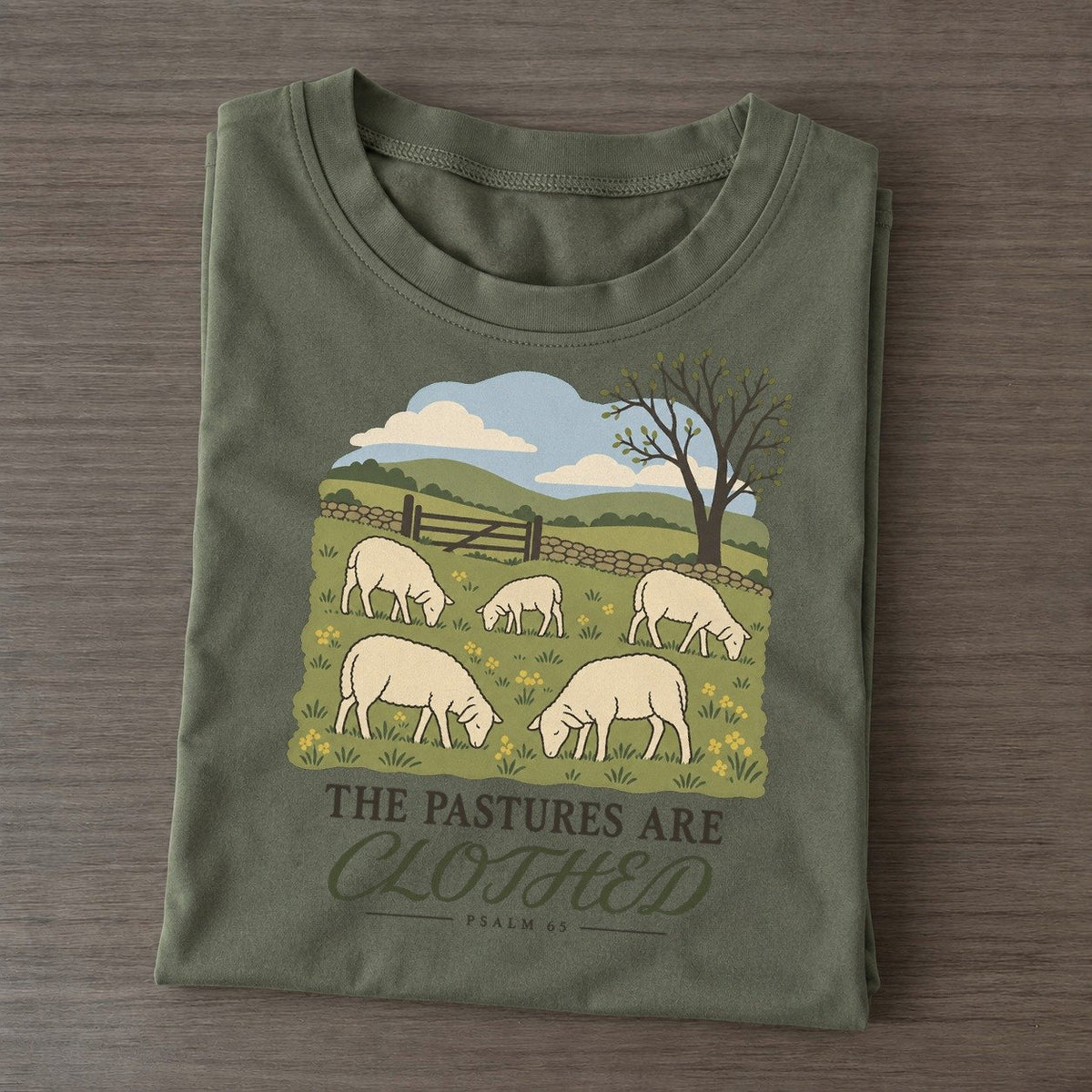 The Pastures Are Clothed The Counting Gate Classic T-shirt – Army Green