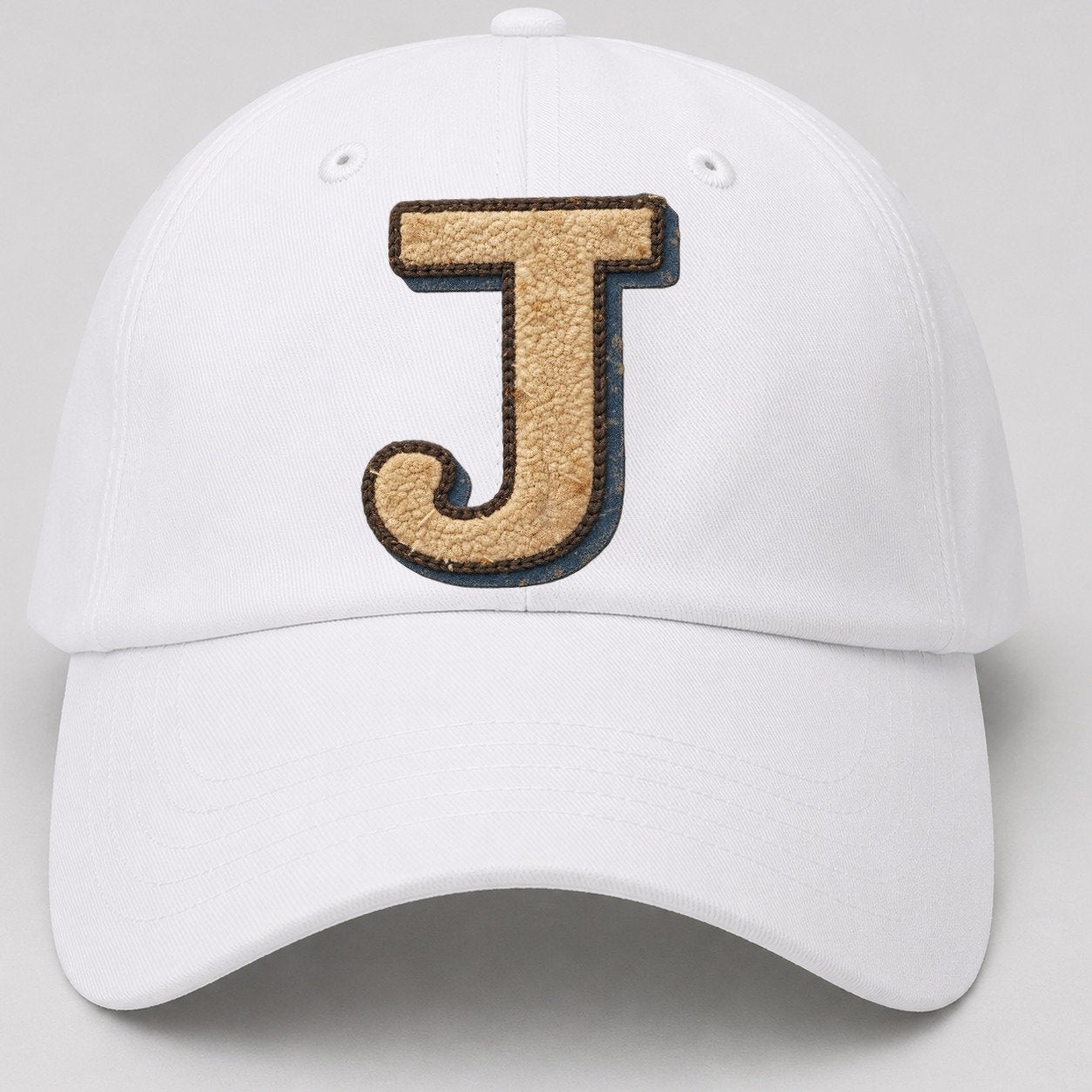 Varsity Chenille J Monogram Baseball Cap – White