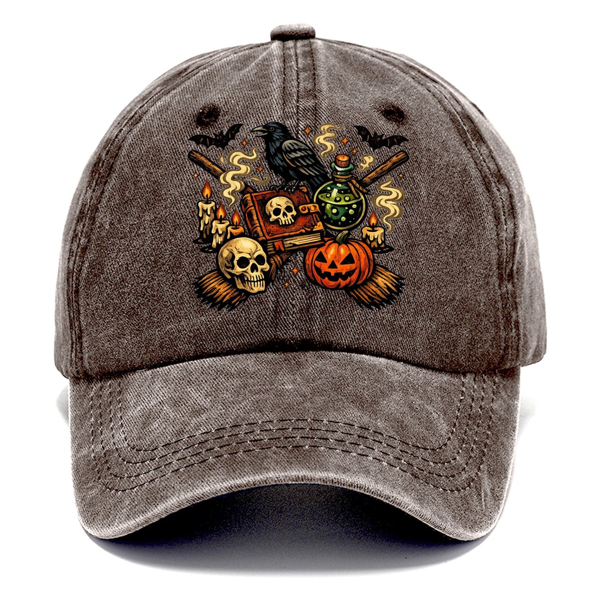 Vintage Witch Spellbook Raven Classic Cap – Brown