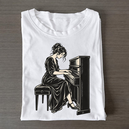 Pianist Flowing Arpeggio Global Music Ink Figures Classic T-shirt – White
