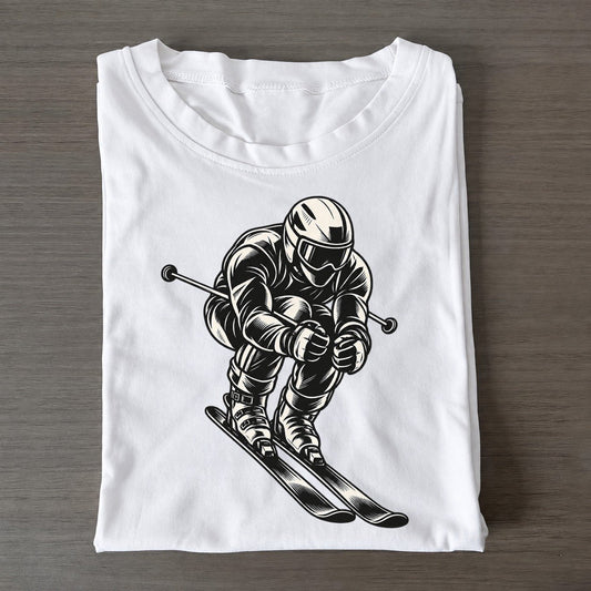 Alpine Skier Downhill Tuck Global Sports Ink Figures Classic T-shirt – White