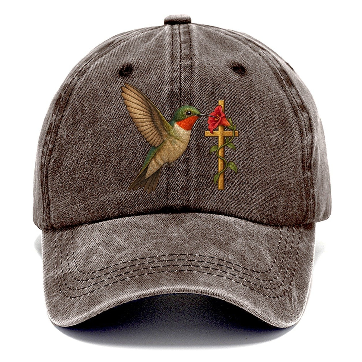 Hummingbird With Cross Classic Cap – Brown