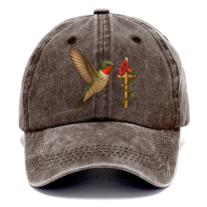 Hummingbird With Cross Classic Cap – Brown