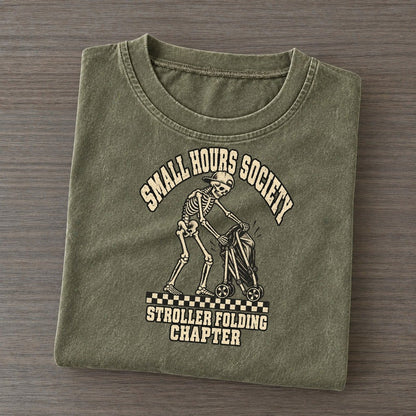 Stroller Fold Small Hours Society Vintage T-shirt – Army Green