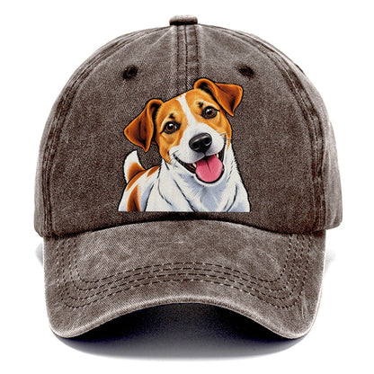Happy Jack Russell Terrier Portrait Classic Cap – Brown