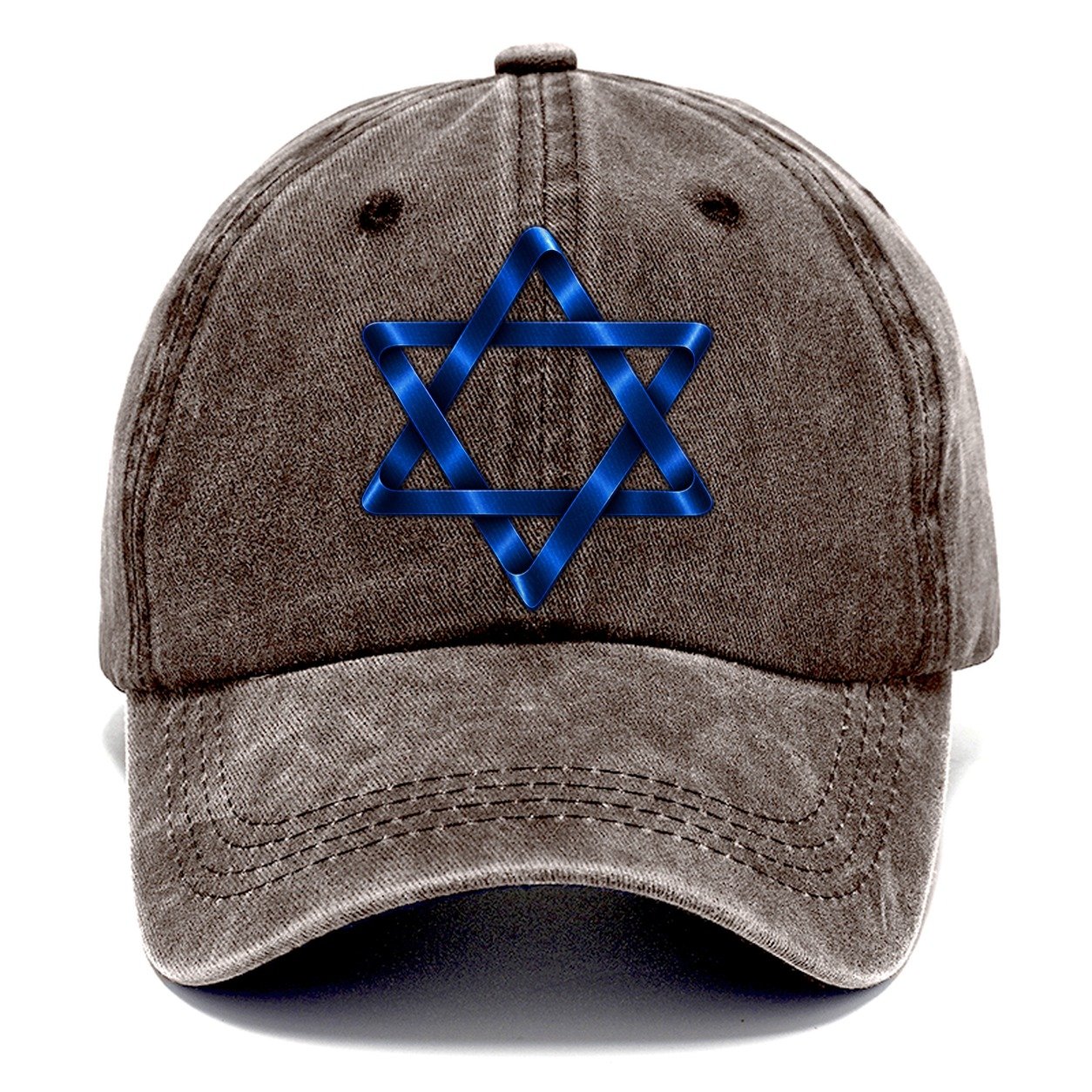 Star Of David Single Line Judaism Heritage Classic Cap – Brown