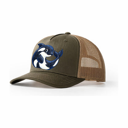 Orca Moon Curl Sea Sprite Trucker Hat – Olive Khaki