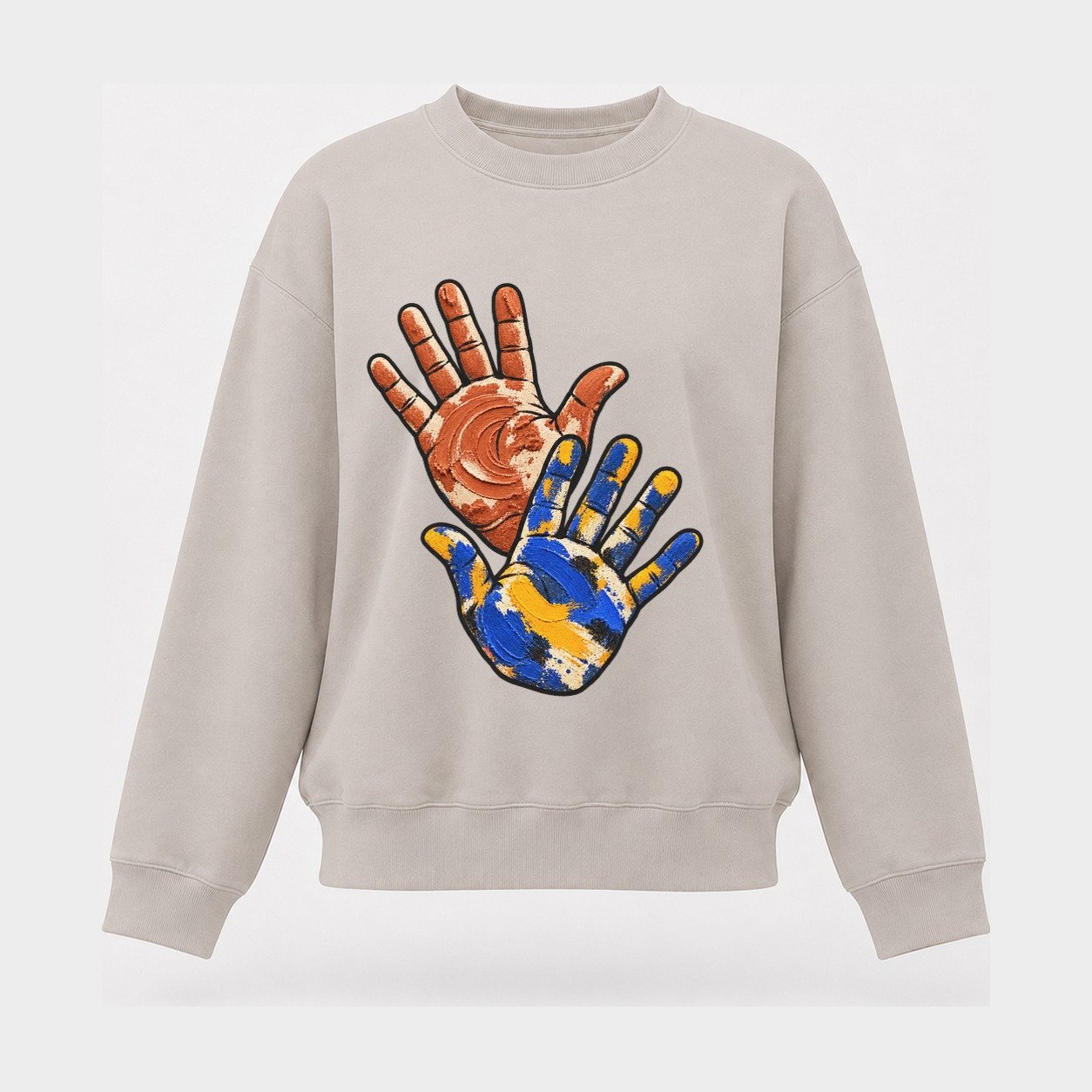 Clay And Color Hands Clay Color Makers Women's Crewneck Sweatshirt – Beige