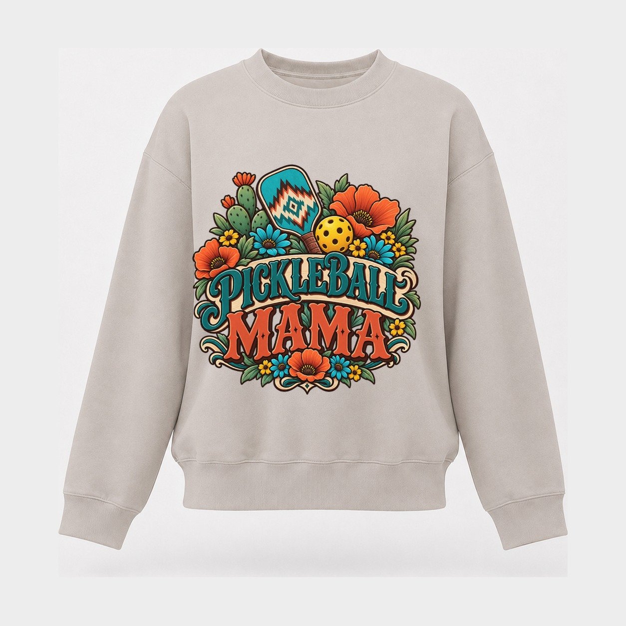 Pickleball Mama Pickleball Life Women's Crewneck Sweatshirt – Beige