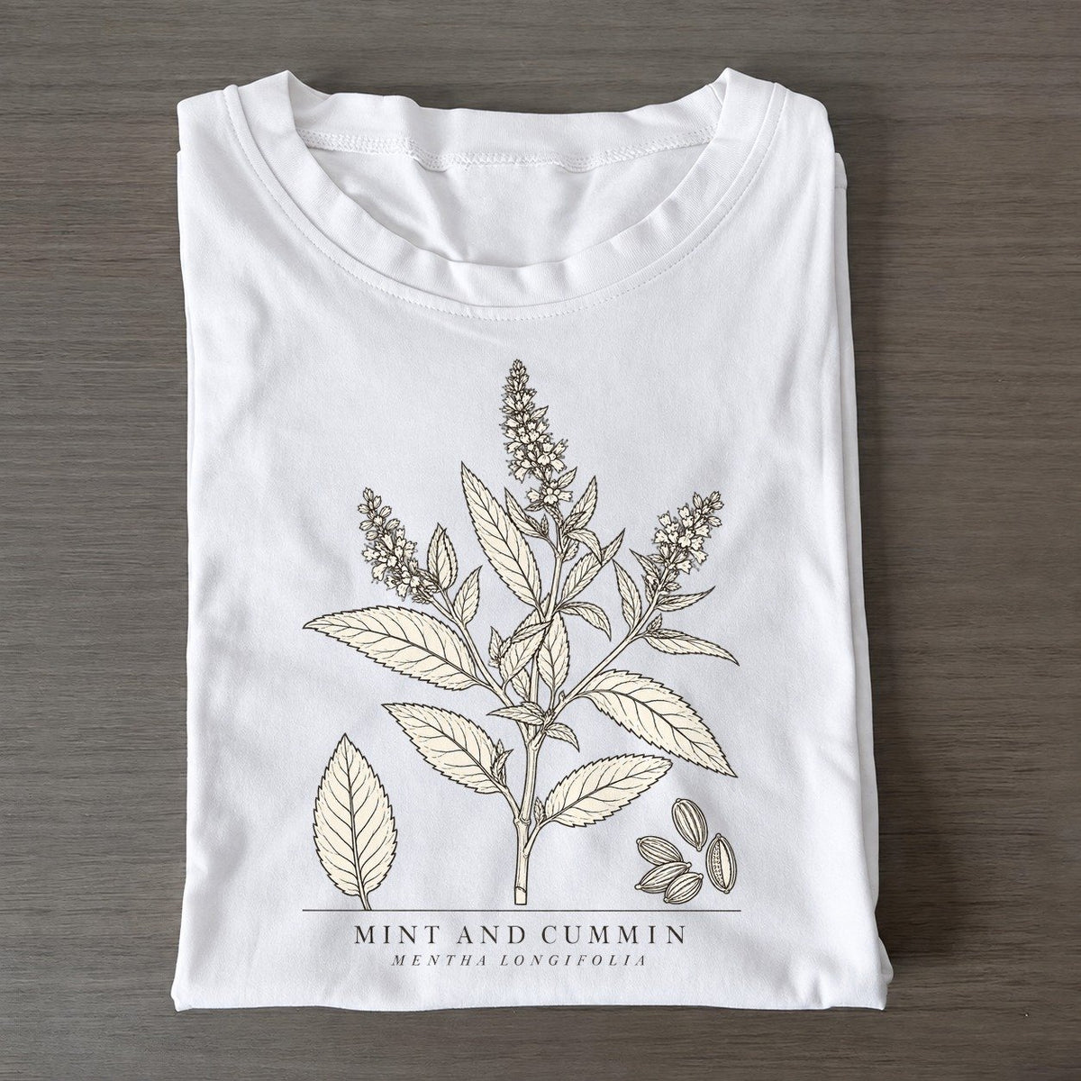 Mint And Cummin Olive Line Classic T-shirt – White