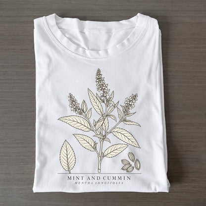 Mint And Cummin Olive Line Classic T-shirt – White