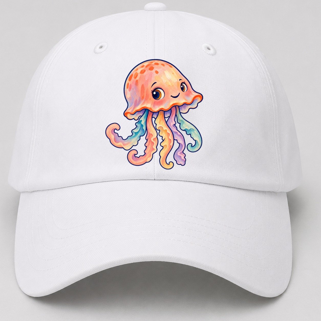 Jellyfish Bell Tilt Sea Sprite Baseball Cap – White