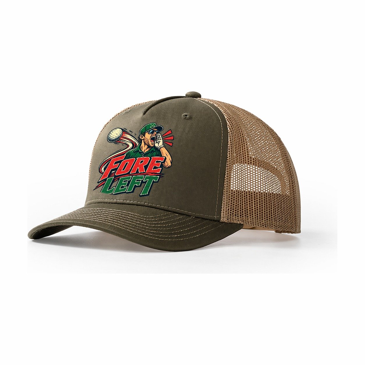 Fore Left Golf Life Trucker Hat – Olive Khaki