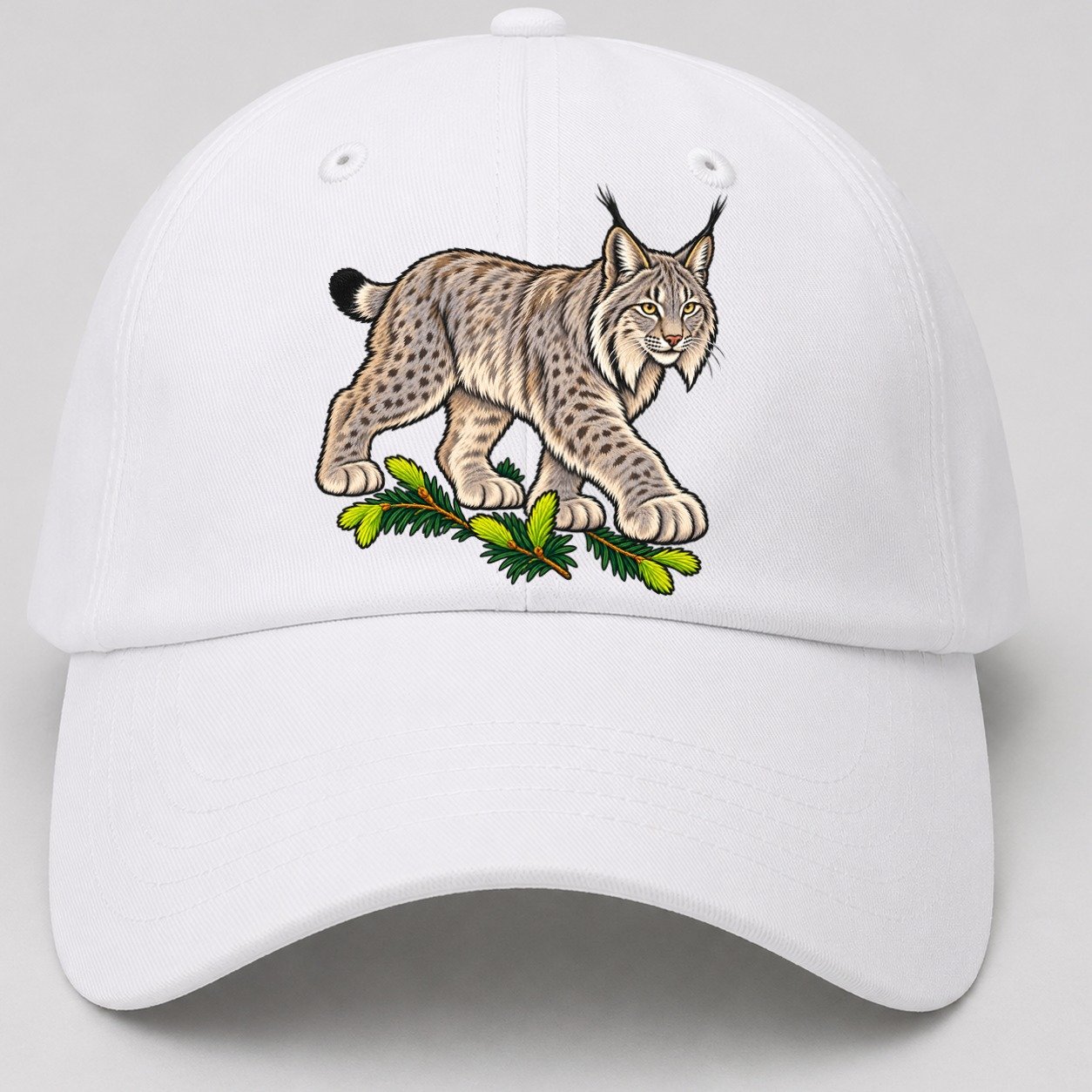 Canada Lynx And Spruce Tips Canada Cultural Icons Baseball Cap – White