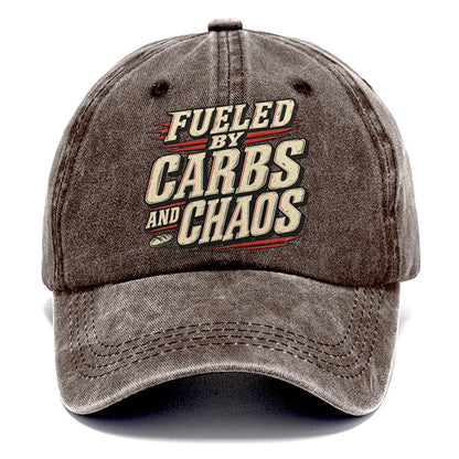 Fueled By Carbs And Chaos American Wit Classic Cap – Brown
