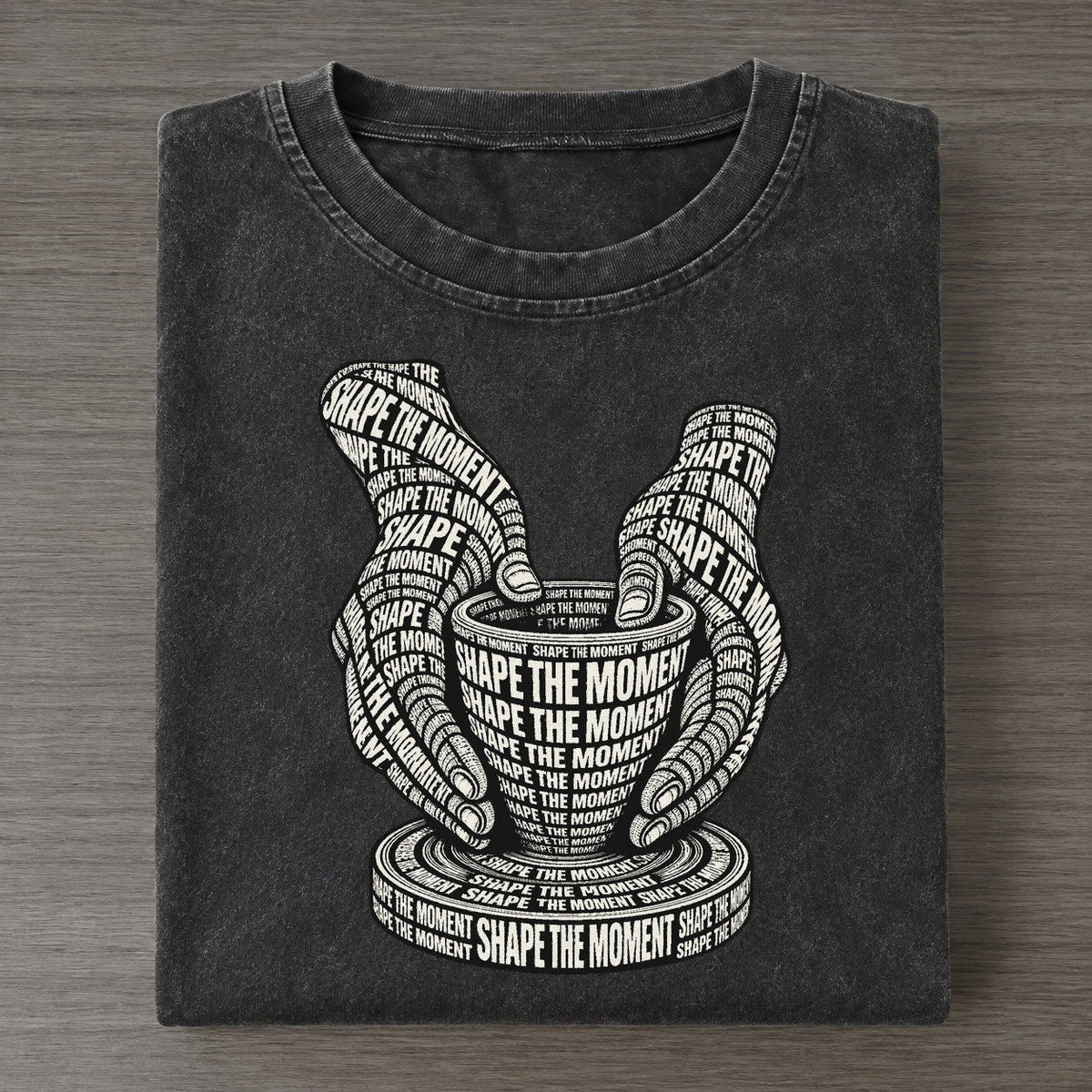Spinning Clay Bowl Phrase Silhouette Vintage T-shirt – Black