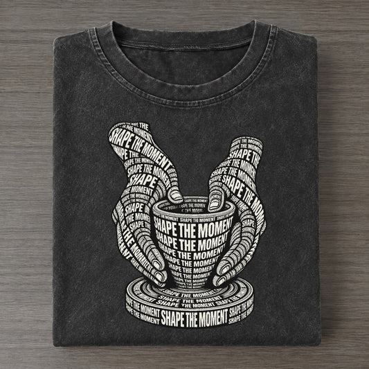 Spinning Clay Bowl Phrase Silhouette Vintage T-shirt – Black