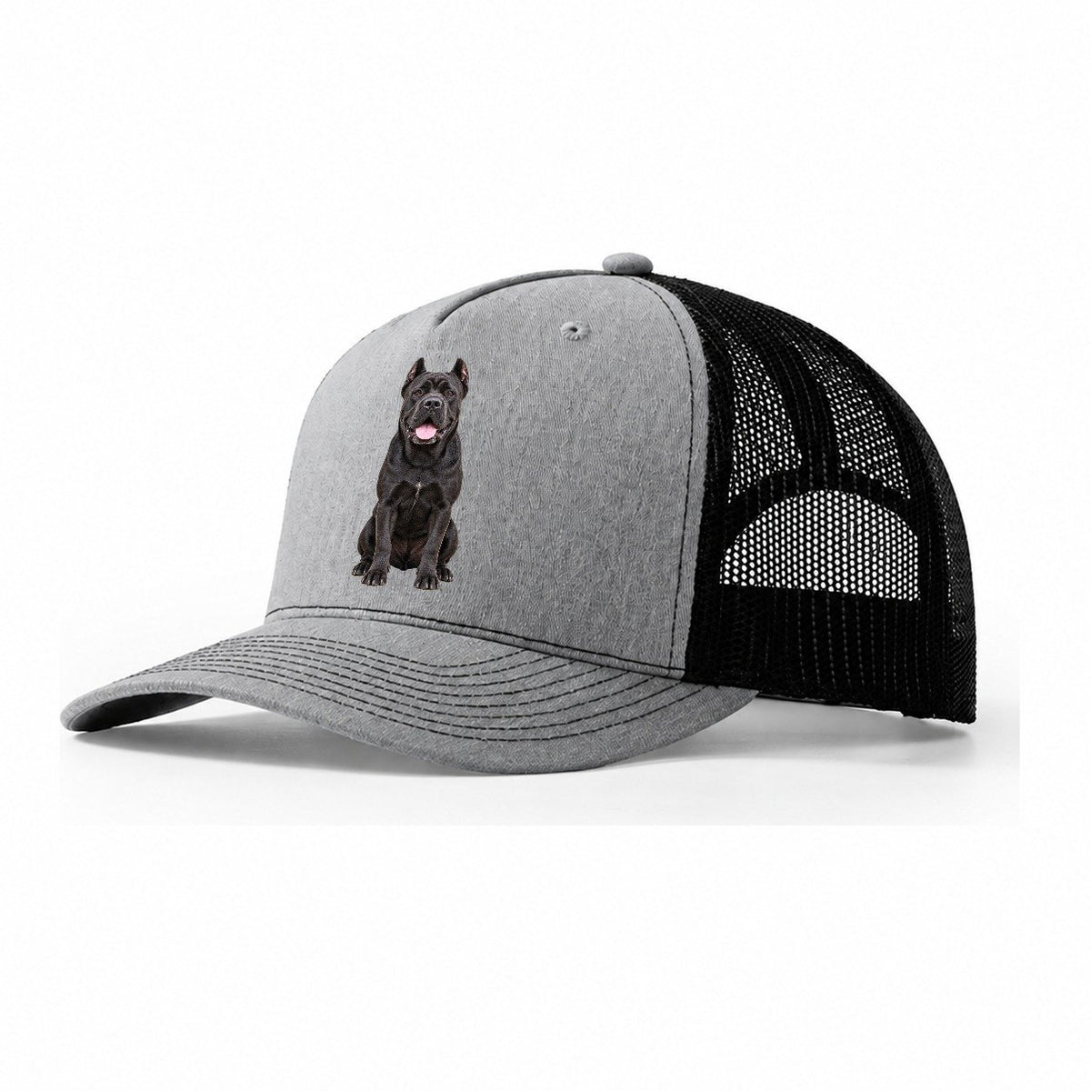 Cane Corso Sitting Top Breeds Trucker Hat – Sport Grey Black
