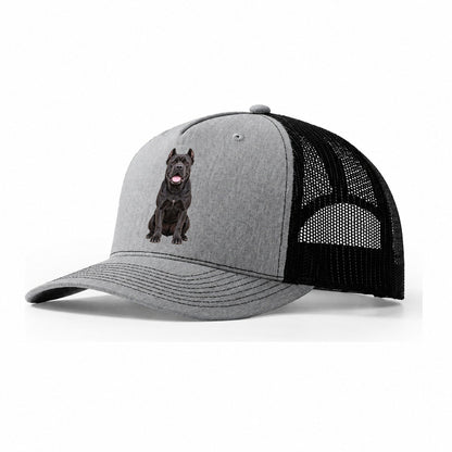 Cane Corso Sitting Top Breeds Trucker Hat – Sport Grey Black