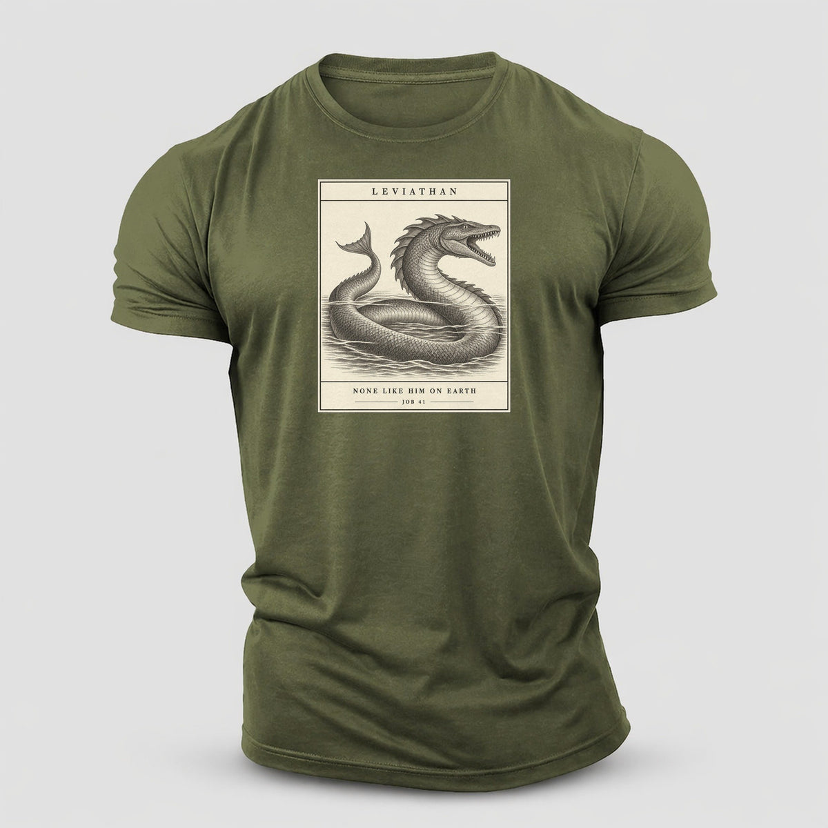 Leviathan Specimen Plate Creature Canticle Cotton T-Shirt – Army Green