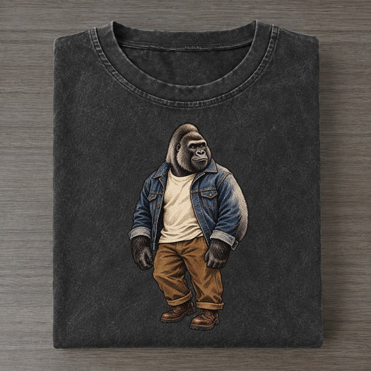 Silverback Gorilla Wardrobe Portrait Wild Wardrobe Portraits Vintage T-shirt – Black