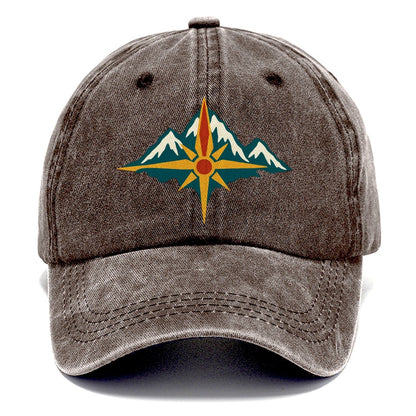 Mountain Compass Fold Keepsake Emblem Classic Cap – Brown