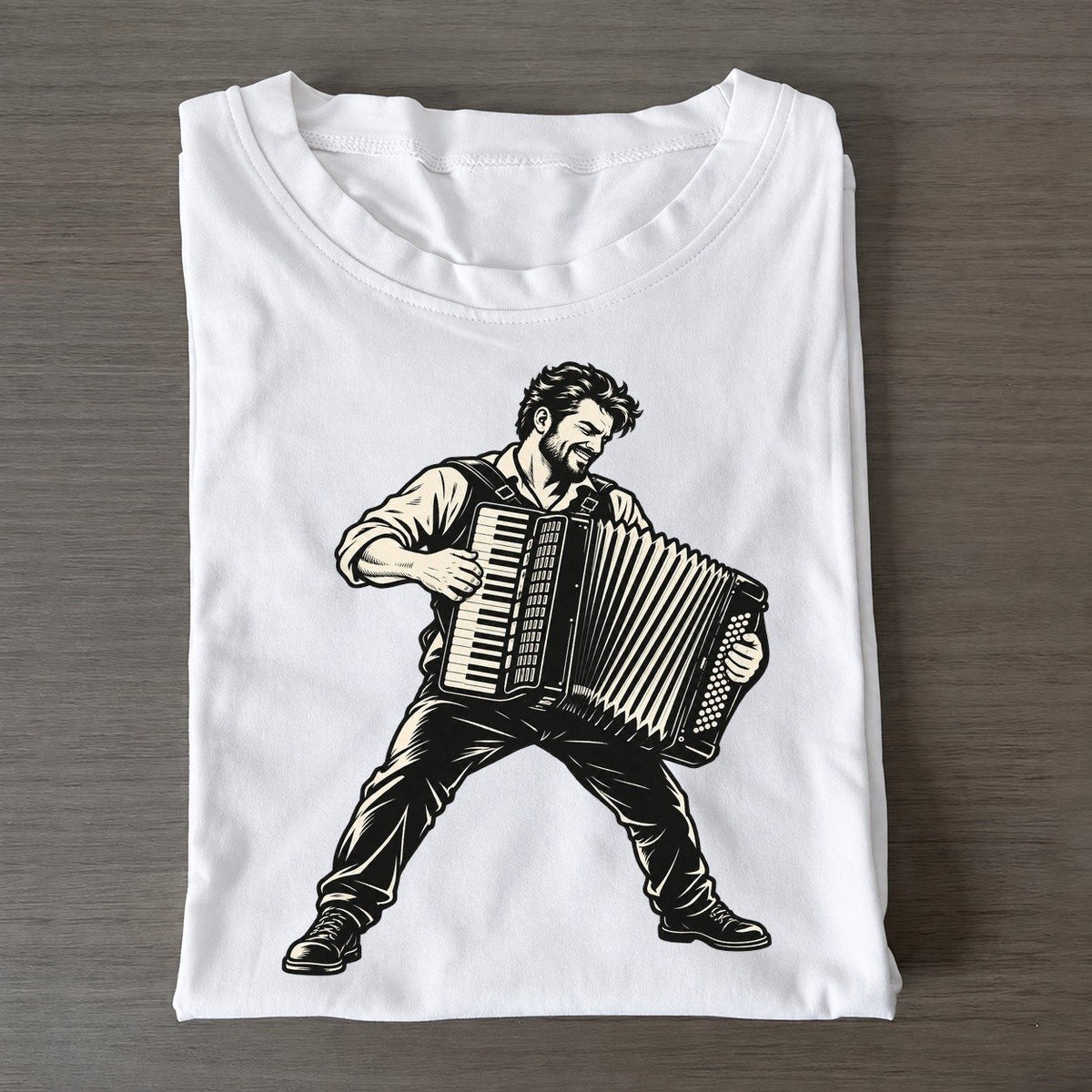 Accordionist Closing Chord Global Music Ink Figures Classic T-shirt – White