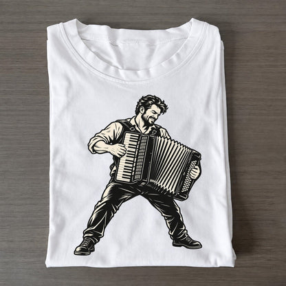 Accordionist Closing Chord Global Music Ink Figures Classic T-shirt – White