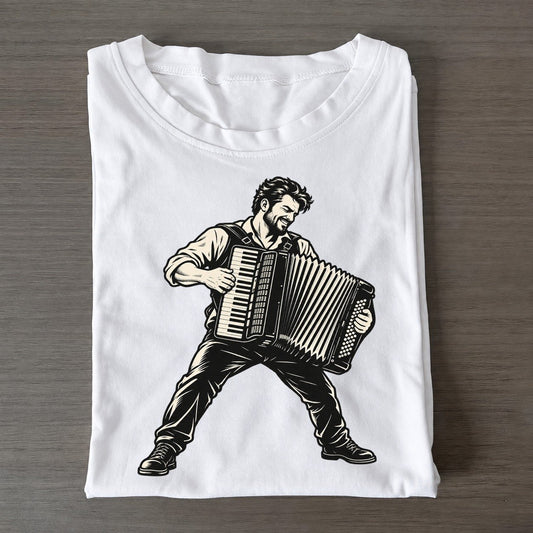 Accordionist Closing Chord Global Music Ink Figures Classic T-shirt – White