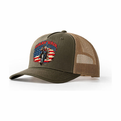 Gray Hair Don T Care Old Man Strong Trucker Hat – Olive Khaki