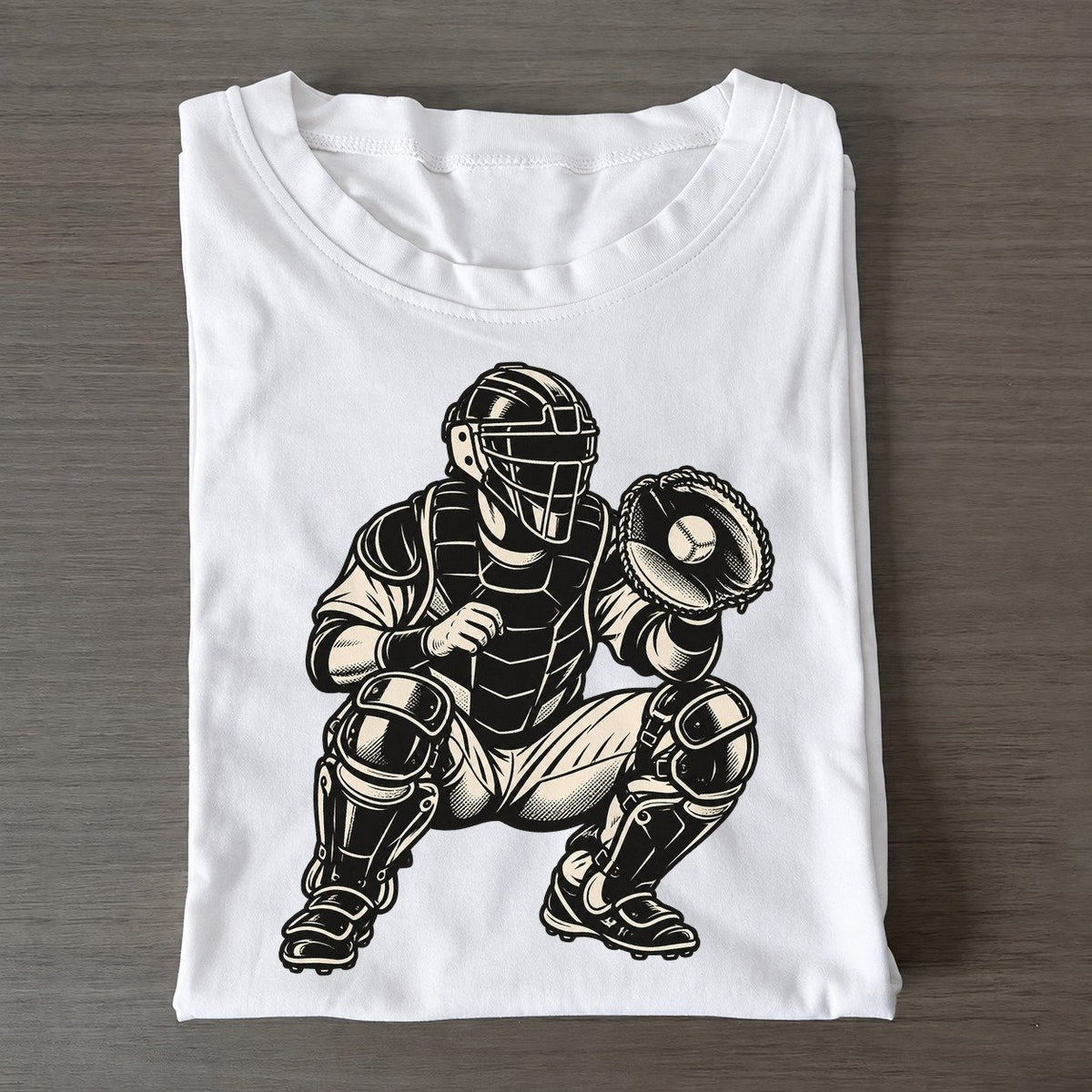 Baseball Catcher Receiving Global Sports Ink Figures Classic T-shirt – White