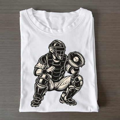 Baseball Catcher Receiving Global Sports Ink Figures Classic T-shirt – White