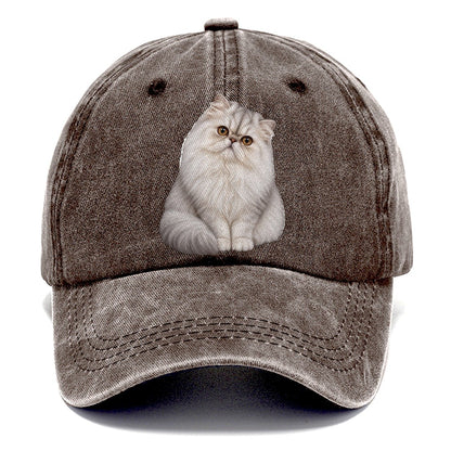 Persian Seated Portrait Realistic Cat Portrait Classic Cap – Brown