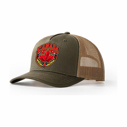 Canada Retro Badge Country Logos Trucker Hat – Olive Khaki