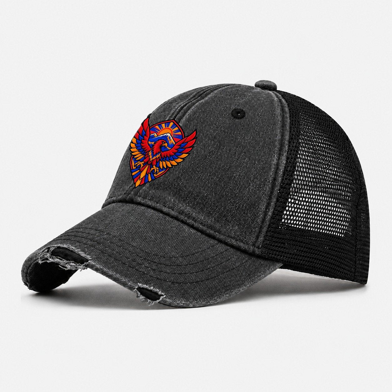 Armenia Minimal Emblem Country Logos Washed Trucker Hat – Black