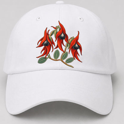 South Australia Sturt Desert Pea Cluster Australia Cultural Icons Baseball Cap – White