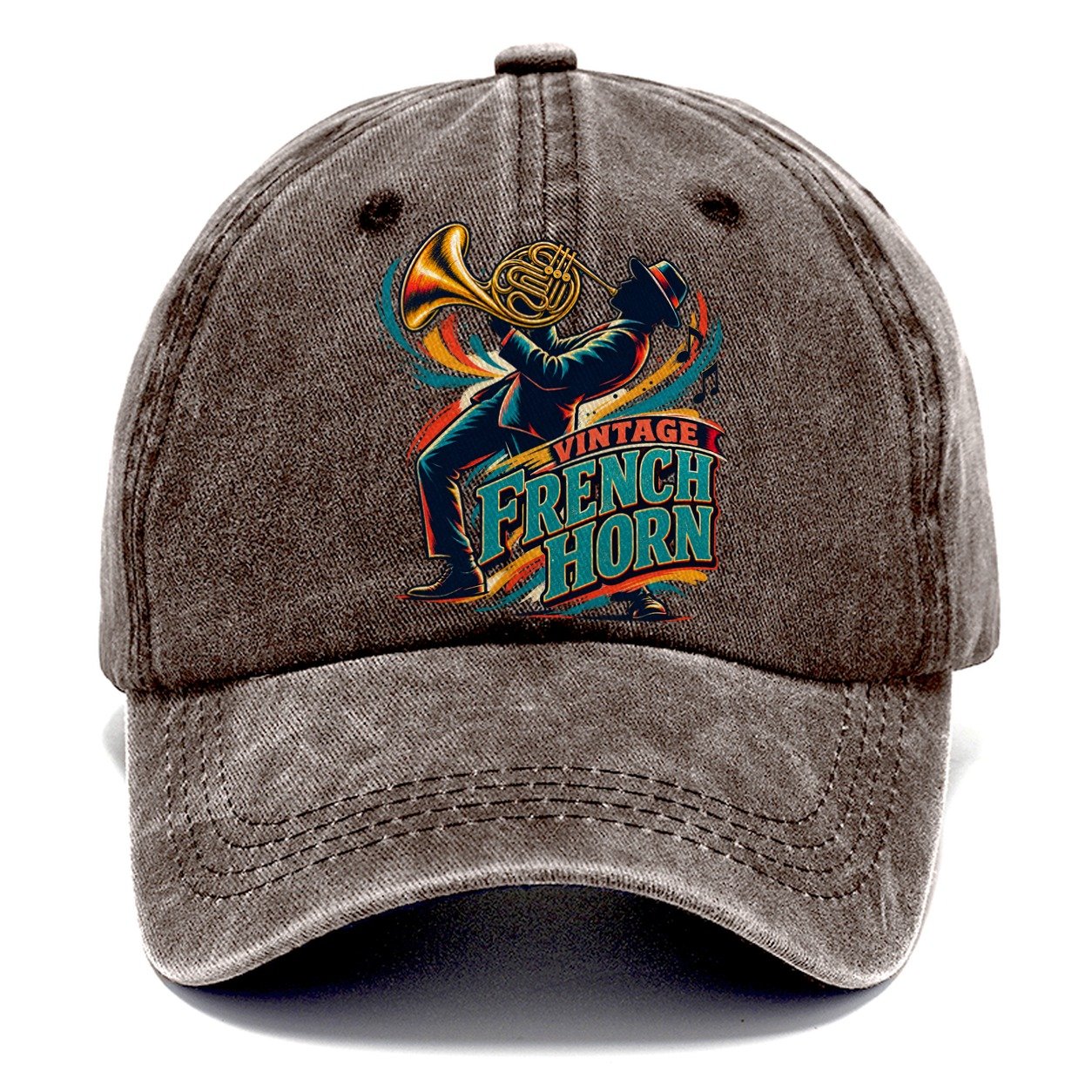 Vintage French Horn Music Instruments Classic Cap – Brown