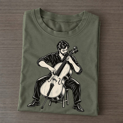 Cellist Pizzicato Phrase Global Music Ink Figures Classic T-shirt – Army Green
