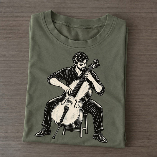 Cellist Pizzicato Phrase Global Music Ink Figures Classic T-shirt – Army Green