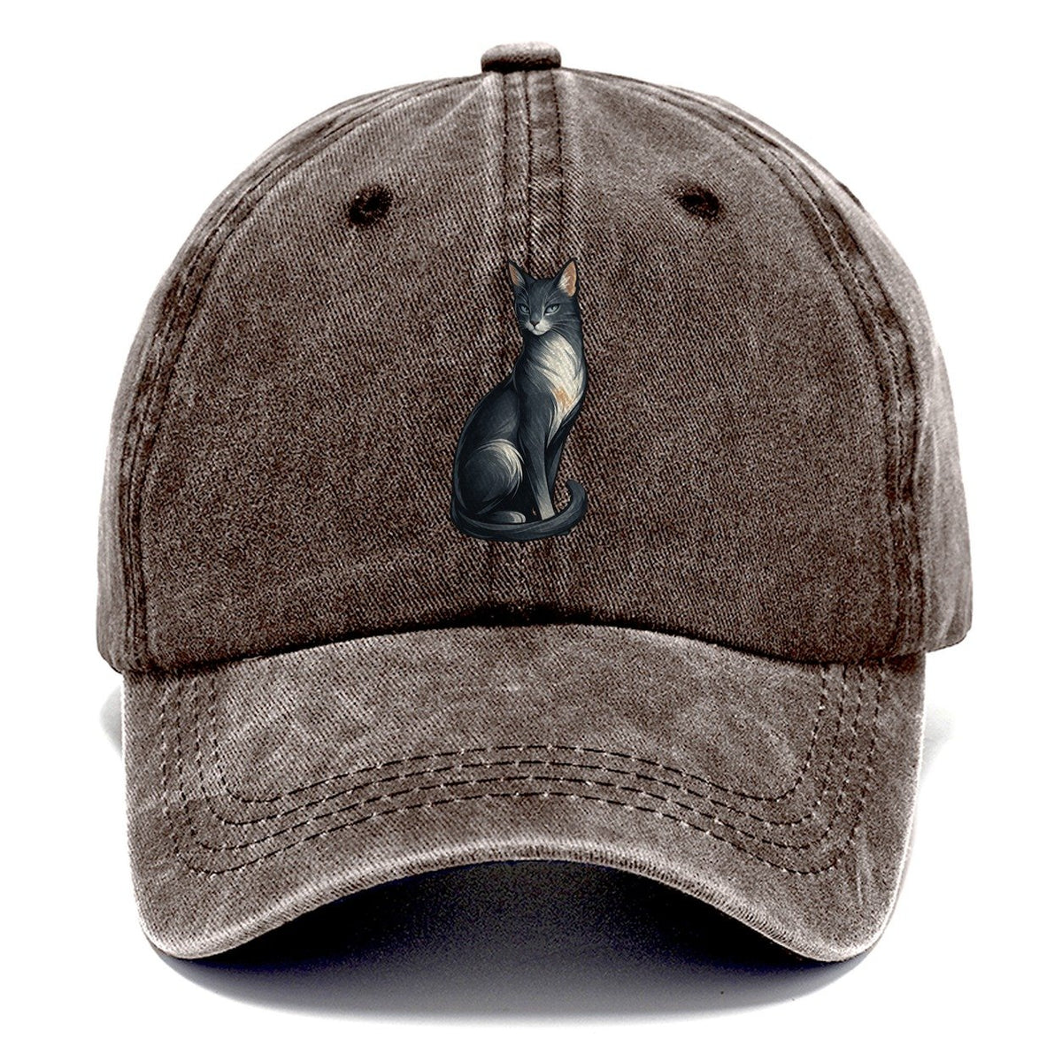 Blue-Eyed Gray Cat Classic Cap – Brown