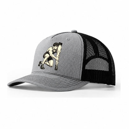 Wrestler Single Leg Entry Global Sports Ink Figures Trucker Hat – Sport Grey Black
