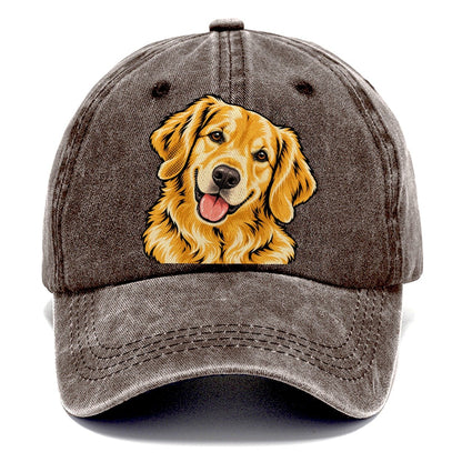 Pop Art Golden Retriever Head Tilt Classic Cap – Brown