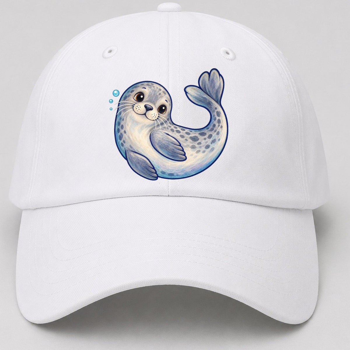 Seal Side Roll Sea Sprite Baseball Cap – White