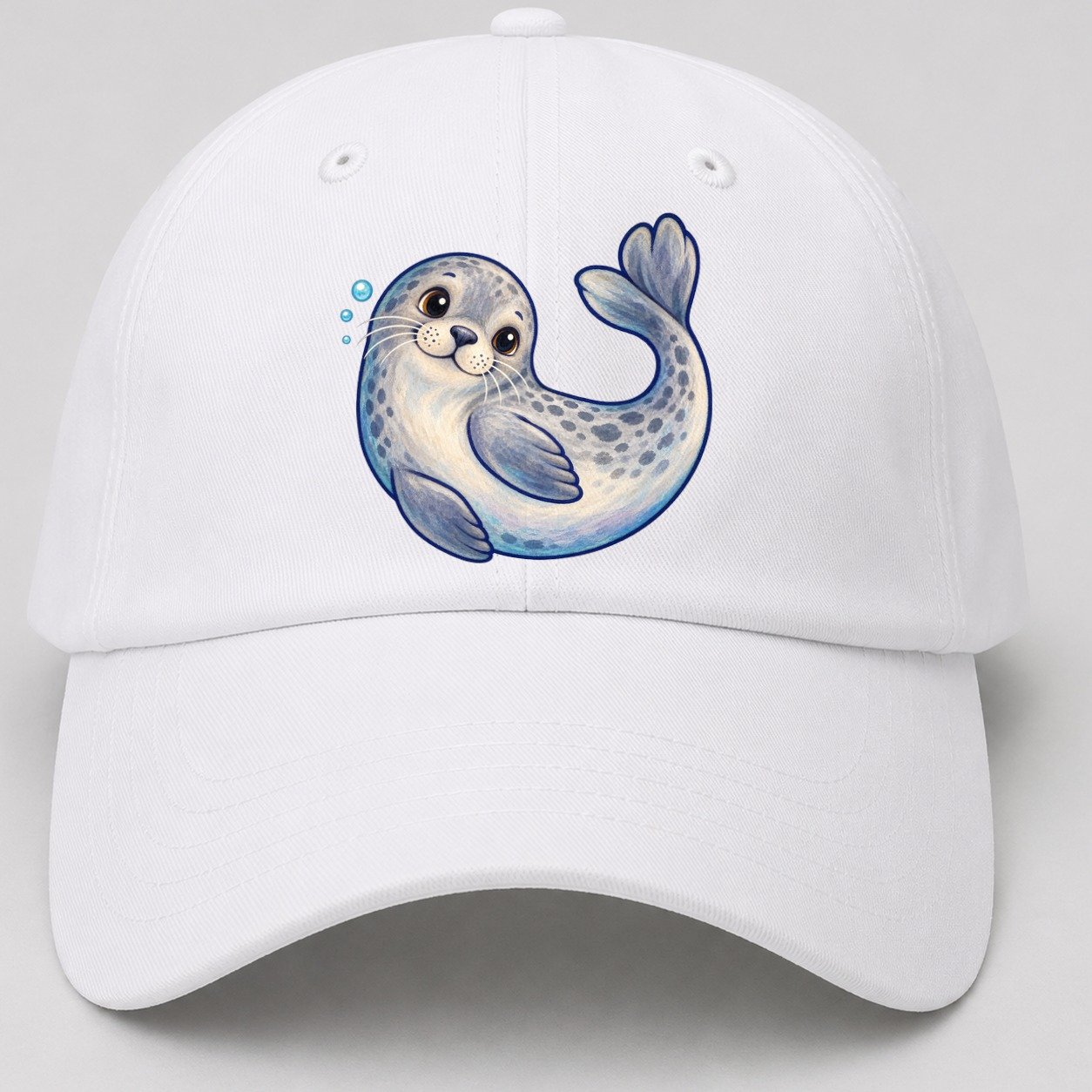 Seal Side Roll Sea Sprite Baseball Cap – White