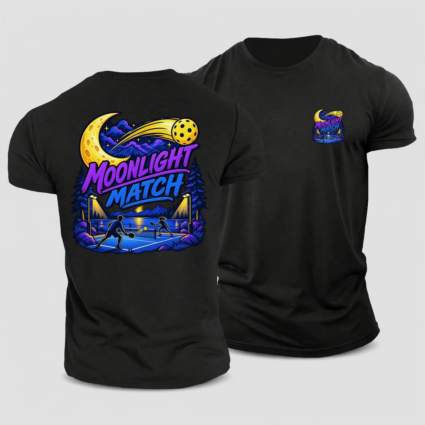 Moonlight Match Pickleball Life Cotton T-Shirt – Black