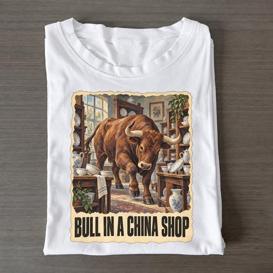 Bull Bull In A China Shop Animal Puns Vol. 2 Classic T-shirt – White