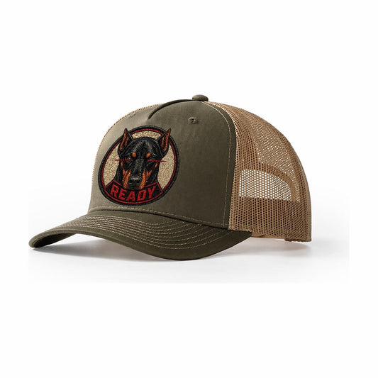Doberman Ready Badge Trucker Hat – Olive Khaki