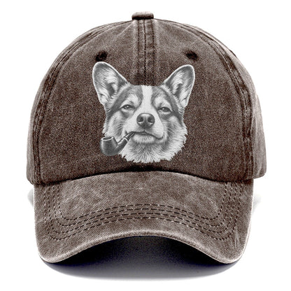 Pembroke Welsh Corgi A Classic Tobacco Pipe Smoking Dogs Smoking Dogs Portraits Classic Cap – Brown